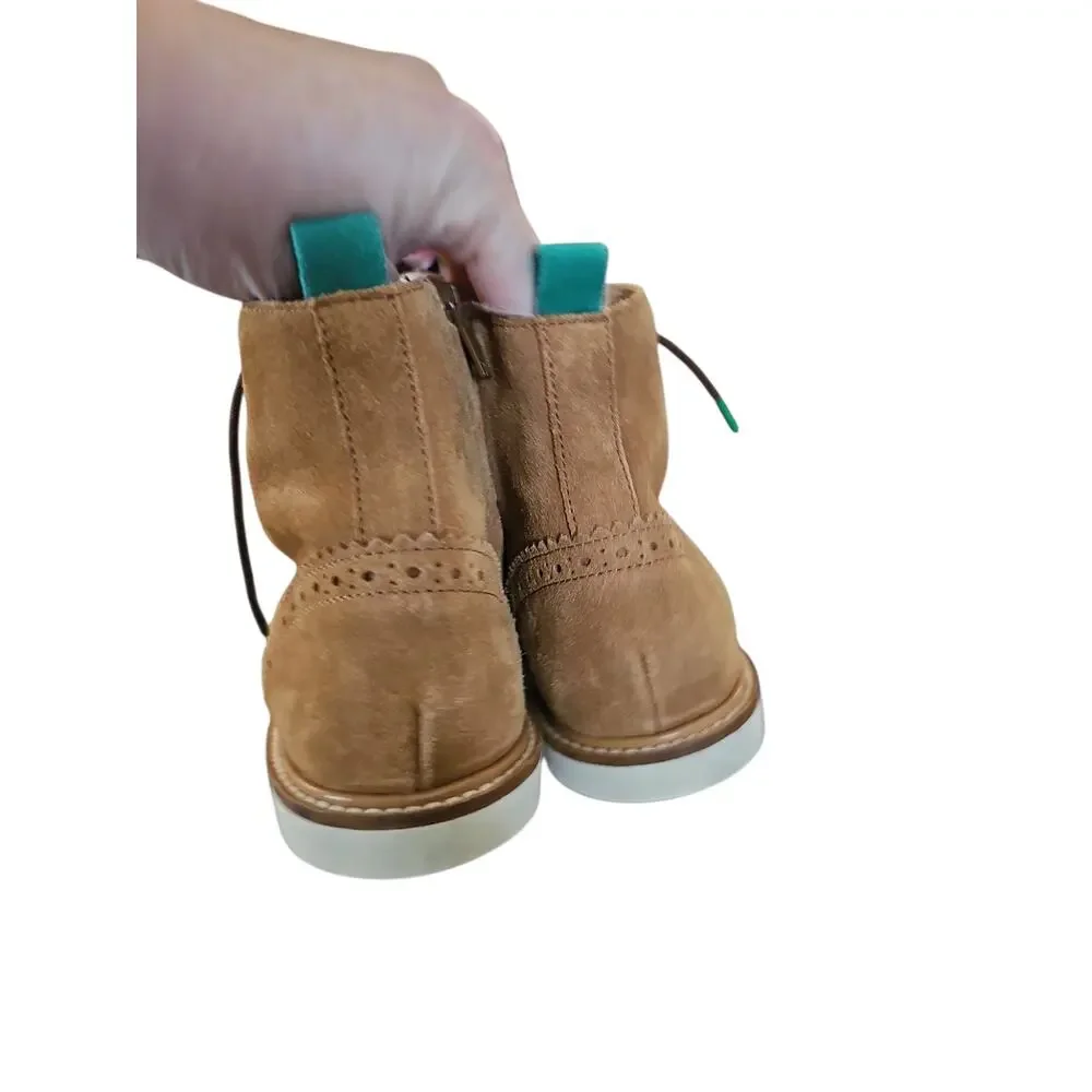 Mini Boden 34 Boys Brown Suede Brogue Boots tan sz 2.5 big boys new